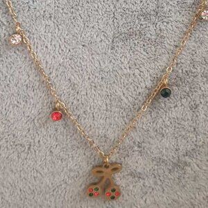 Gold Cherry Charm Necklace Pendant Chain Multi Color Crystal Fashion Jewelry